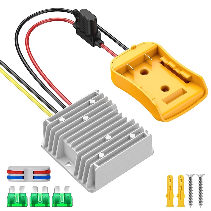Azocek 20V to 12V Step Down Converter Compatible with DeWalt 20V Battery, 20A 24