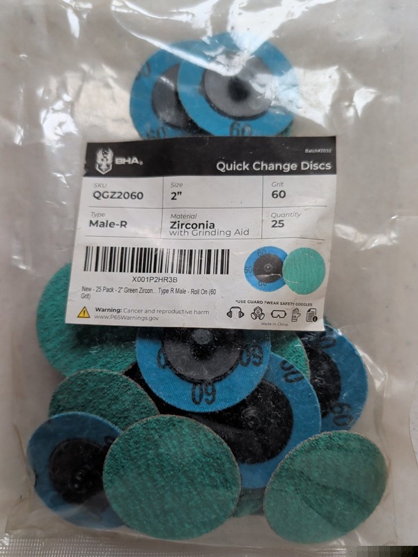 BHA Green Zirconia with Grind Aid Quick Change Sanding Discs Type R Male Roll