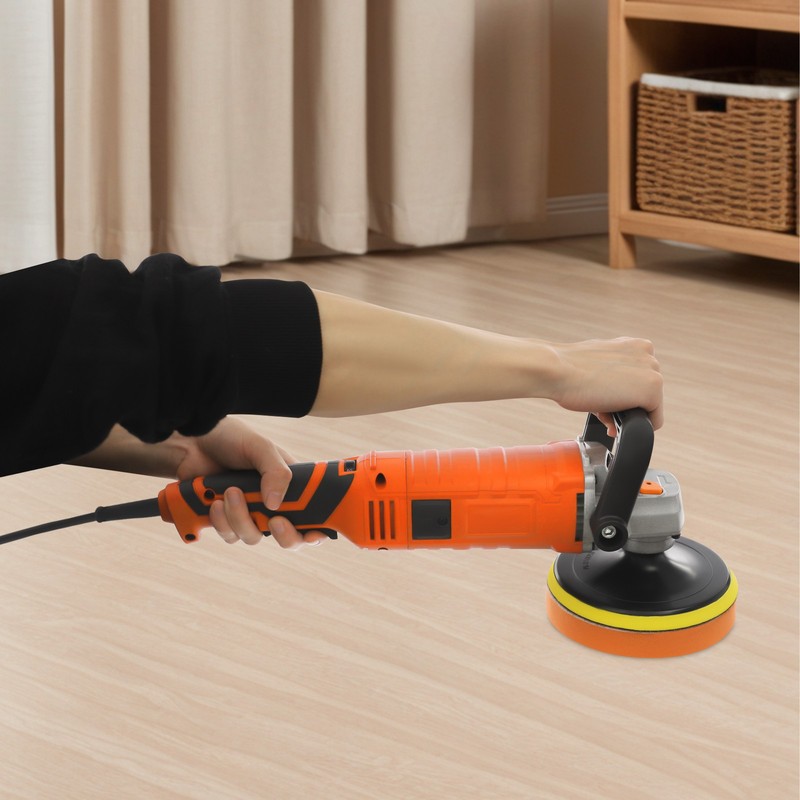 1580W 7-Speed Car Polisher With Pads Kit – 15 cm Disc, Orange, Corded