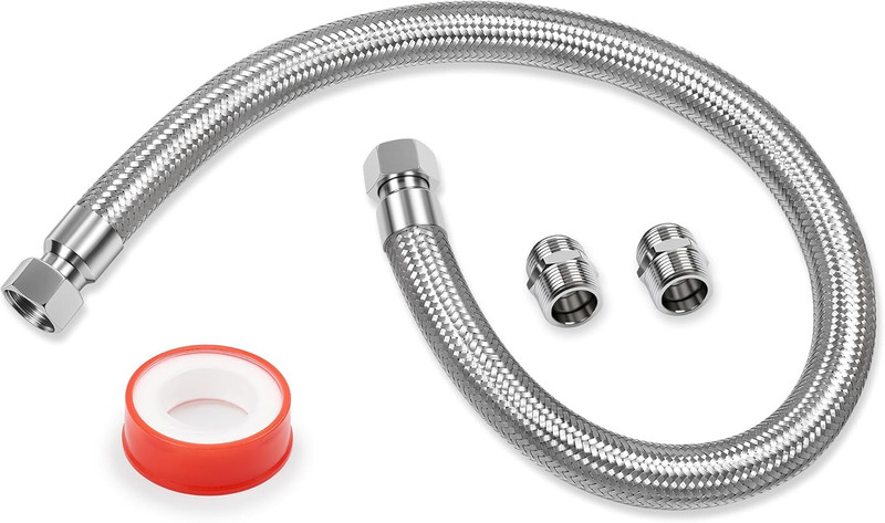 1″ X 40″ Flexible Compressor Jumper Hose – Heavy-Duty Stainless Steel Core, 870