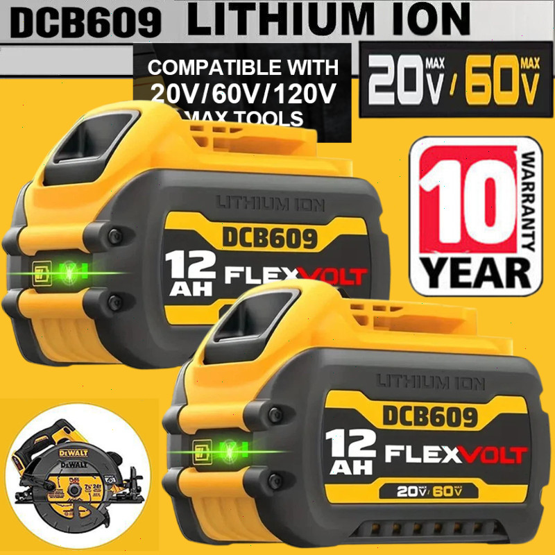 2Pack 12.0AH DCB609-2 For DEWALT DCB612 20V/60V MAX FLEXVOLT Lithium-Ion Battery