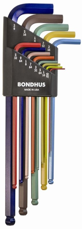 Bondhus 13pc .050-3/8″ X-Long Ball End L-Wrench w/ColorGuard 69637