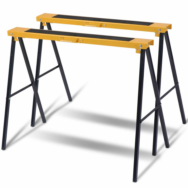 Costway 2 Pack Heavy Duty Saw Horse Steel Folding Legs Portable Sawhorse Pair