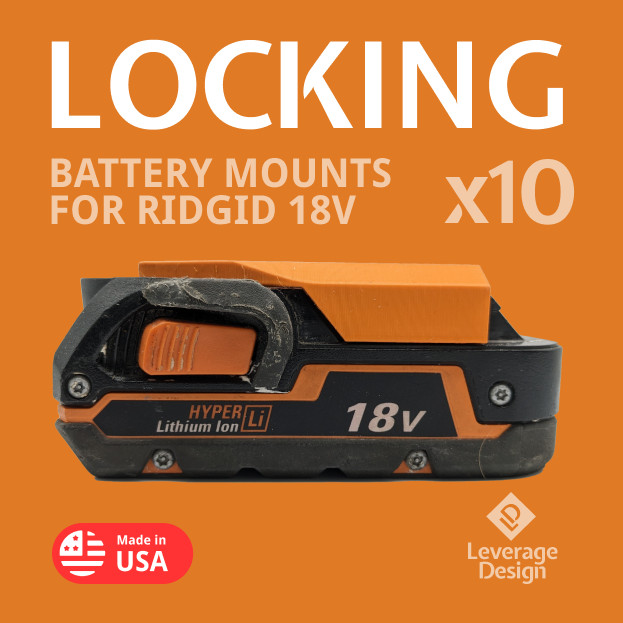 LOCKING! 10 Pack: RIDGID 18V ORANGE Battery Mounts / Holders – MADE IN USA