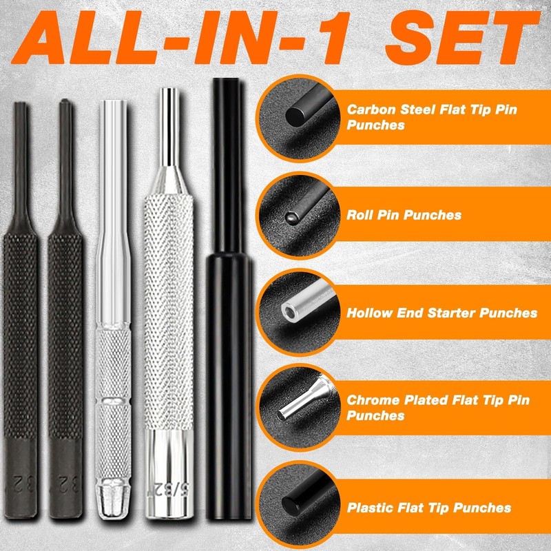 High-Quality Pin Punch Set with Hammer & Organizer Box - Mechanical Repair Tool gallery