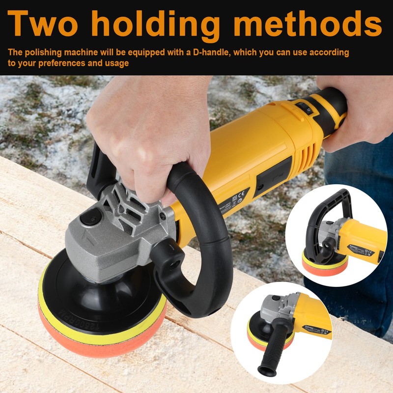 Electric Car Polisher Buffer Sander Waxer Kit Variable 7-Speed 7" 1580W W/ Pads gallery