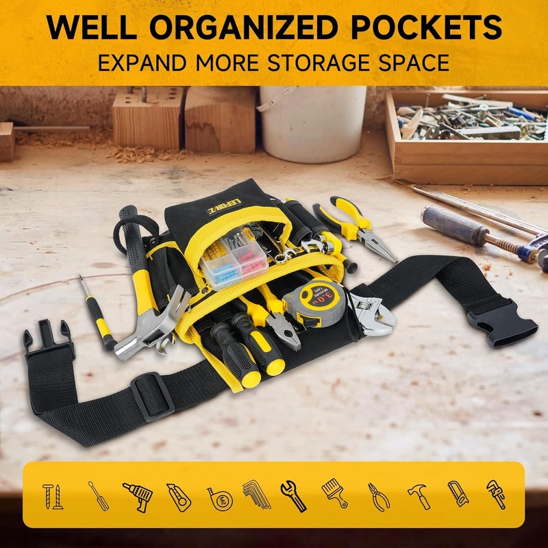 Magnetic Tool Pouch,13-Pockets Tool Belts for Men,Detachable & Adjustable gallery