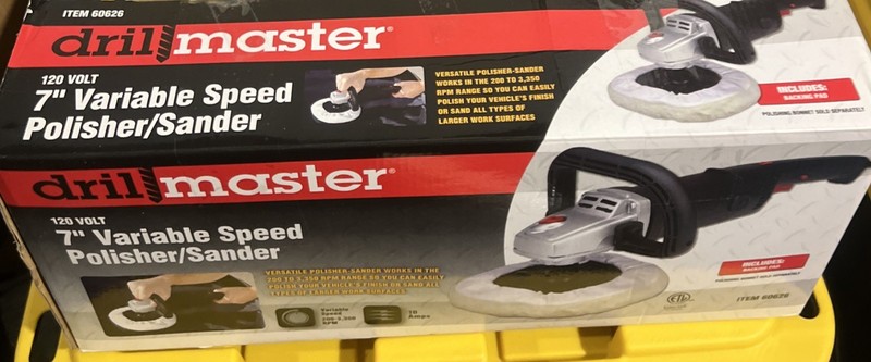 Brand New Unused Drill Master 120V 7″ Variable Speed Polisher / Sander 60626