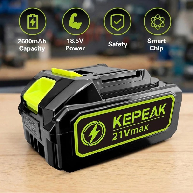 KEPEAK 21V 2.6Ah Lithium-Ion Battery Rechargeable, Replacement For Power Tools