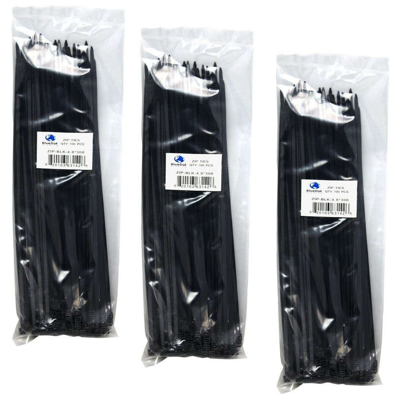 300 Pack Cable Ties Tie Wraps Plastic Nylon Zip Ties Strong Extra Long NEW 12" gallery