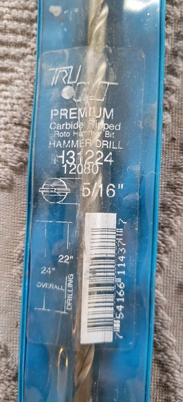 Tru-Cut 5/16″ X 24″ Hex Shank Hammer Drill Bit *H31224 *See Description*