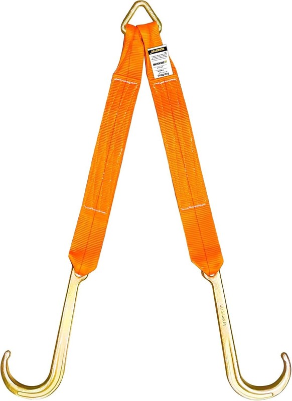 Tow Straps V Bridle, 3″ X 24″ Recovery V-Strap with 15″ Long Shank J Hooks, 5400