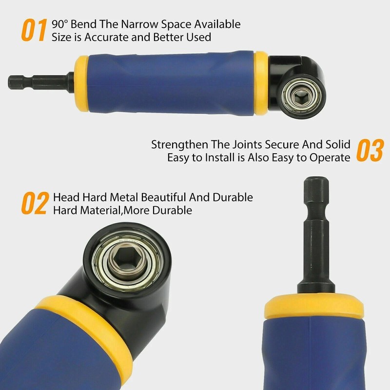 90 Degree Right Angle Extension Screwdriver Socket Adapter Drill Attachment Tool gallery