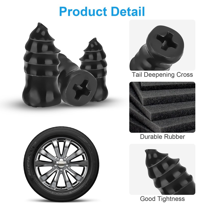 100Pcs Tire Repair Rubber Nails Tyre Puncture Repair Screws Kit with Screwdriver gallery