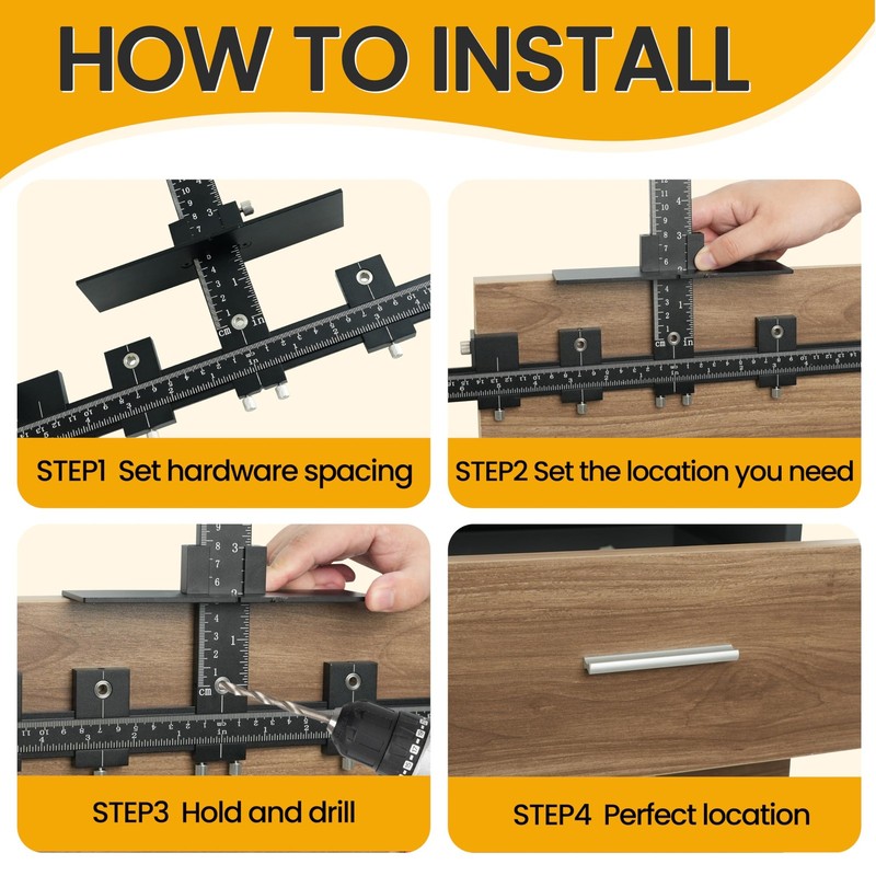 Cabinet Hardware Jig, Adjustable Handle Jig Tool, Aluminum Black gallery