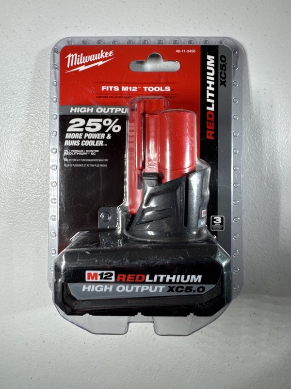 Genuine Milwaukee M12 High Output XC5.0 Lithium-Ion Battery 48-11-2450 (stock#1)