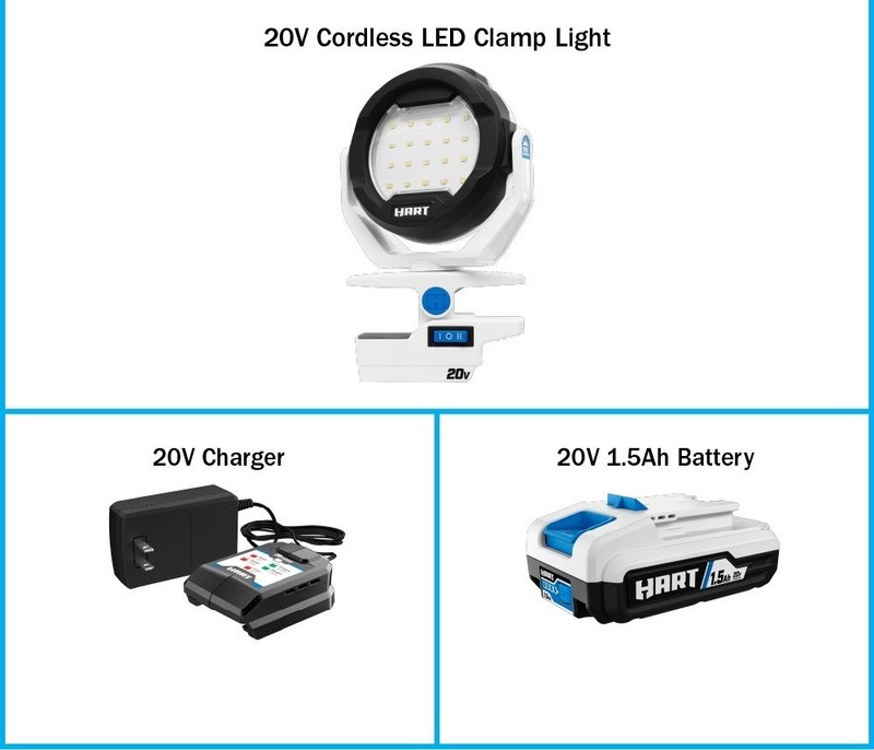 20-Volt LED Clamping Light Kit (1) 20-Volt Lithium-Ion Battery, 900 Lumens gallery
