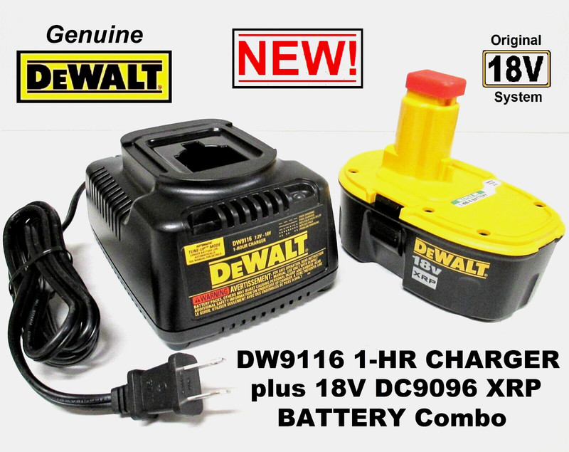 NEW Genuine DeWalt 18V Volt OEM XRP DC9096 Battery + DW9116 1-Hr Charger Set NIB