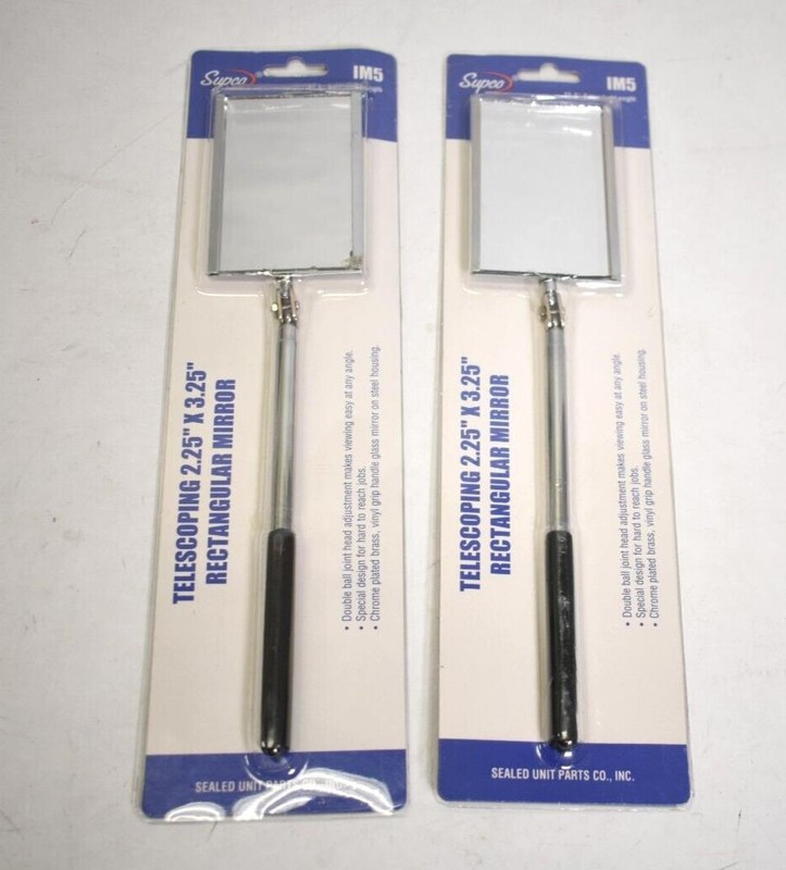 Supco IM5 Inspection Mirror 2.25″ x 3.25″ Rectangular 15.5″ Extended Length 2pk