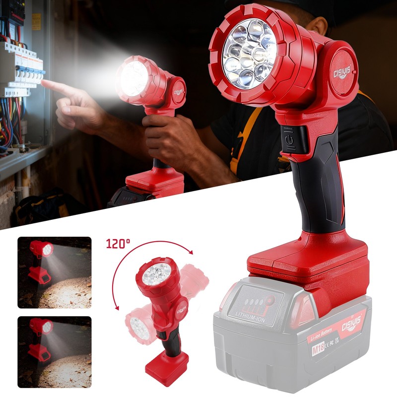 CISIVIS LED Flashlight Cordless Led Work Light Compatible Milwaukee M18 Battery gallery