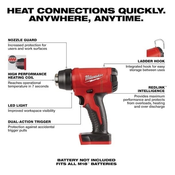 Milwaukee M18 BHG BHG-0 18V (2688-20) Cordless Heat Bare Tool Body-Free Shipping gallery