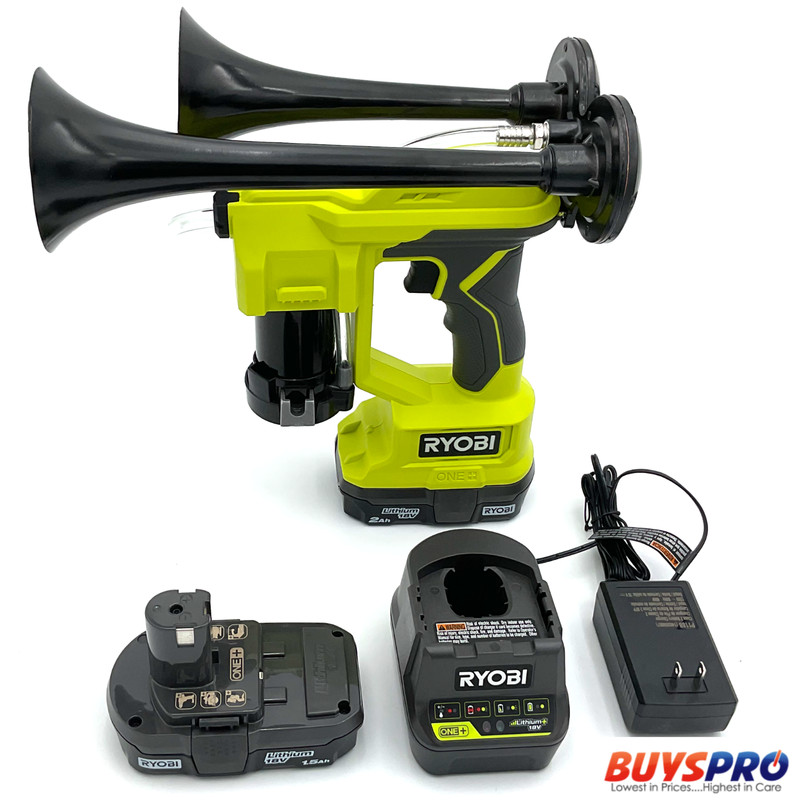 For Ryobi 18V Drill Train Air Horn Dual Black Air Trumpets Double Loud +Battery