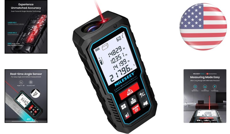 Compact 229ft Laser Measure Device with Angle Sensor & Energy-Saving Features gallery