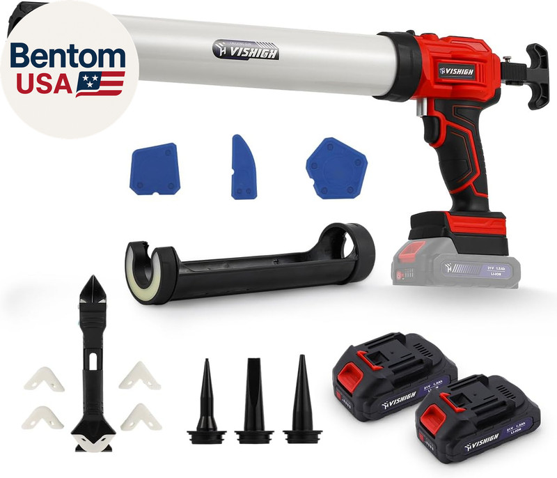 2 in 1 Cordless Caulking Gun with 2 Batteries, for 10Oz-20Oz/300-600Ml Cartridge