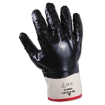 7166 Series Gloves, 10/X-Large, Navy, Fully Coated, Rough Grip SHOWA 7166R10