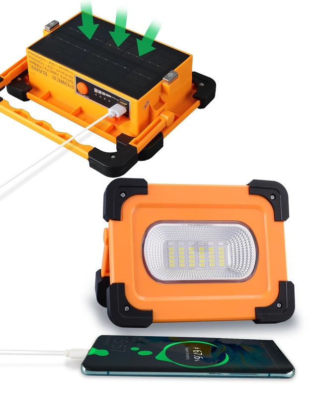 Camping Solar Work Lights, 1pcs Portable 60W LED Rechargeable 9000mAh Emergen…