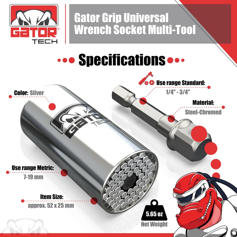 Universal Socket Wrench Magical Power Grip Gator Tech Multi Tool Drill Adapter gallery
