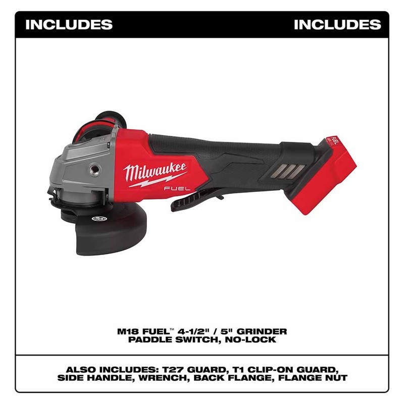 Milwaukee 2880-20 M18 FUEL™ 4-1/2" / 5" Grinder Paddle Switch, No-Lock gallery