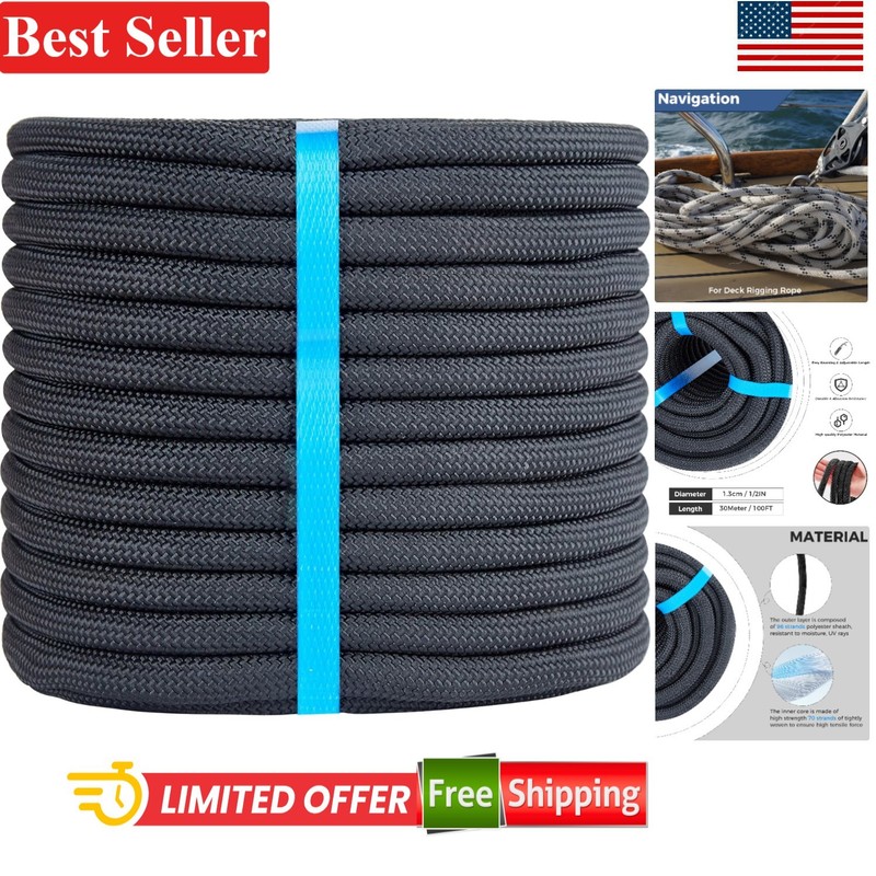 Double Braid Polyester Arborist Rope 1/2in x 100ft Heavy Duty Nylon Rope for …