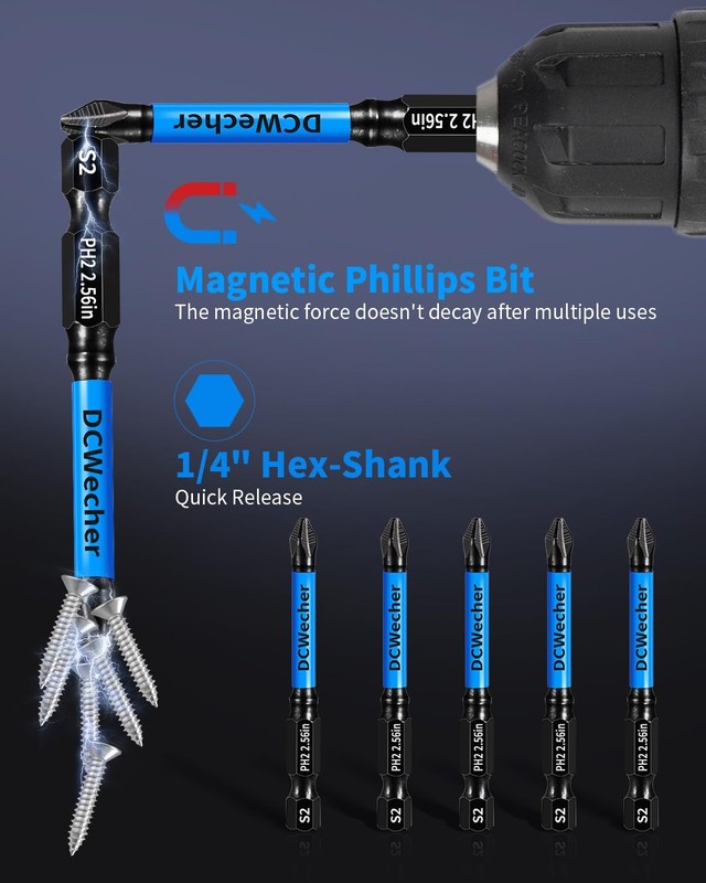 12-Pack 2 Phillips Bits #2 Impact Magnetic, Professional Long Phillips Head D... gallery
