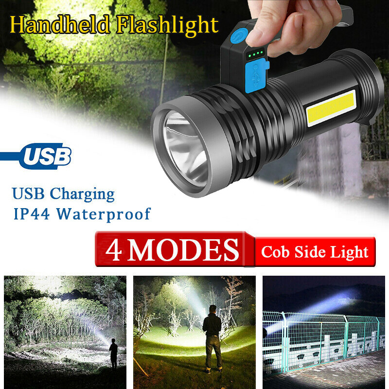 Bright LED Flashlight High Lumens Tactical Flash Light USB Rechargeable Torch gallery
