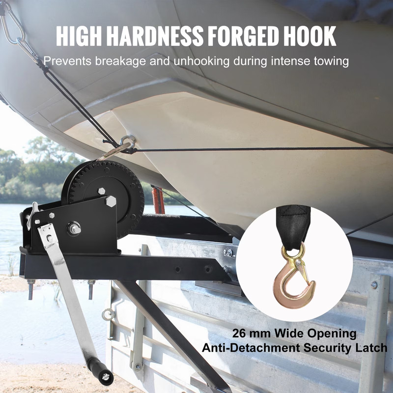 Hand Winch Heavy Duty Hand Crank 3500Lbs 33Ft Polyester Strap for Boat/Atv gallery
