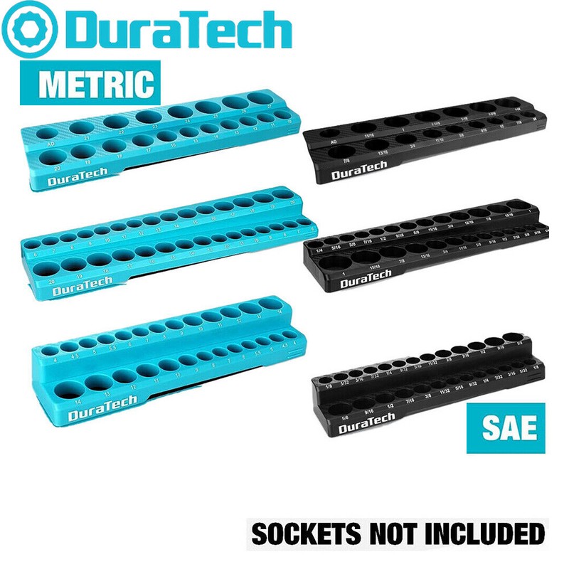 DURATECH Magnetic Sockets Organizer Set 1/4″/3/8″/1/2″ Socket Holders SAE/Metric
