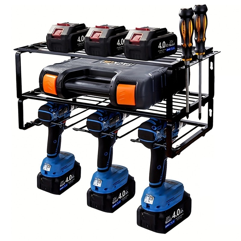 VKKM 2/3-Tier Heavy Duty Power Tool Organizer, Wall Mount, Storage Shelf Rack