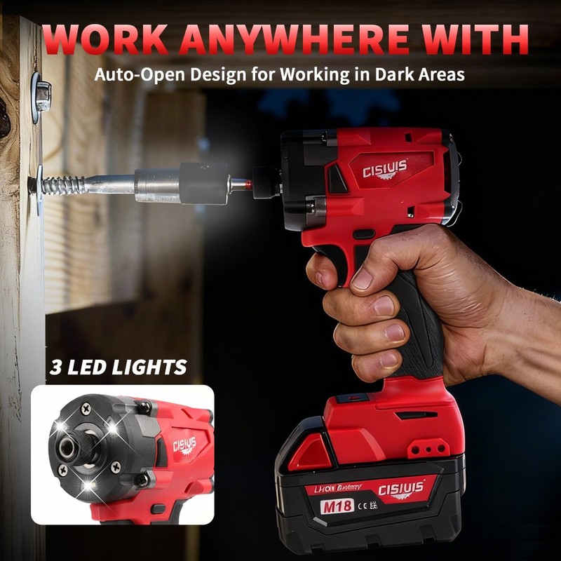 Brushless Cordless 1/4" Hex Impact Driver With Bettery For Milwaukee M18 Battery gallery