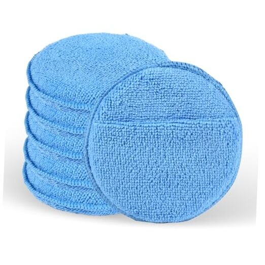 6PCS Wax Applicator Pads, 5″ Microfiber Applicator Pad with Finger Pocket,