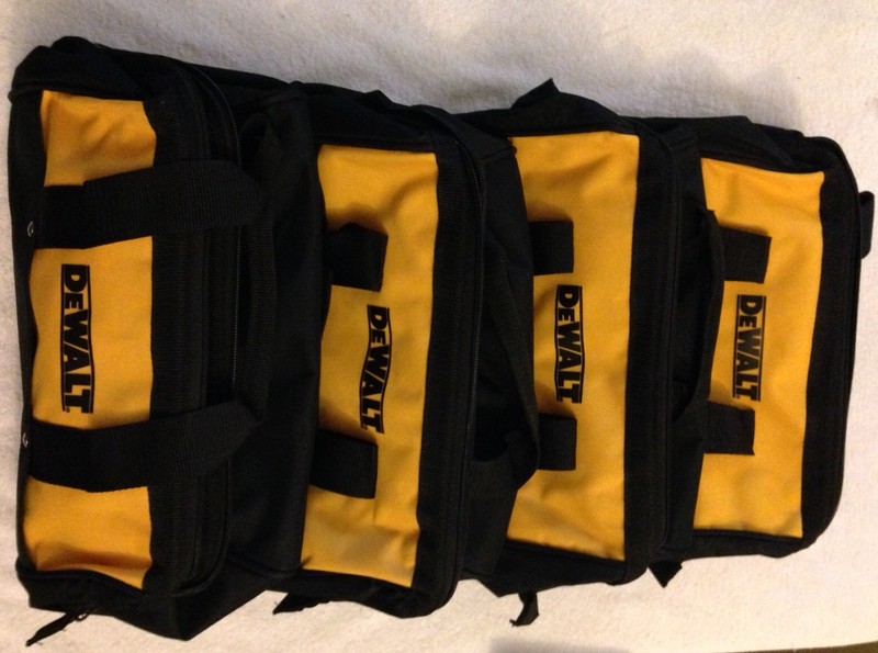 4 New Dewalt N037466 Heavy Duty Ballistic Nylon 13" Tool Bags w/ Solid Runners gallery
