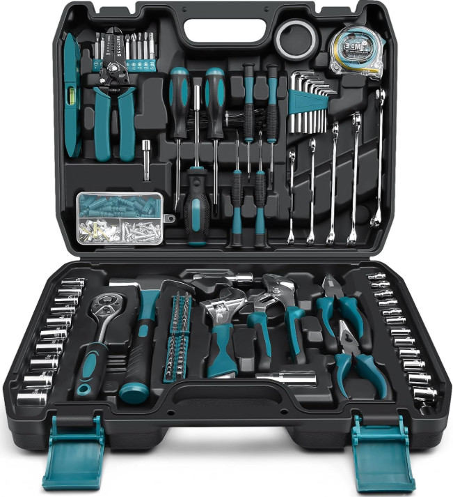 Kit Herramientas 281Pzs Caja Portátil Llaves Dados Alicates Hogar DIY, Nuevo