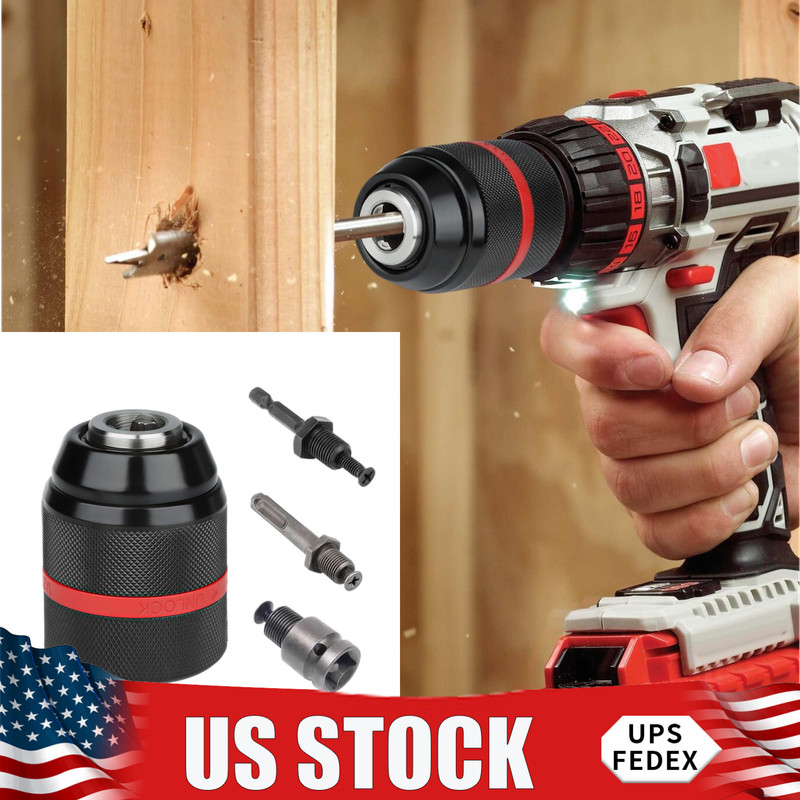 2-13mm Chuck+Hex Shank+Square Shank+SDS-Plus Shank, 4 PCS Drills Conversion Kit