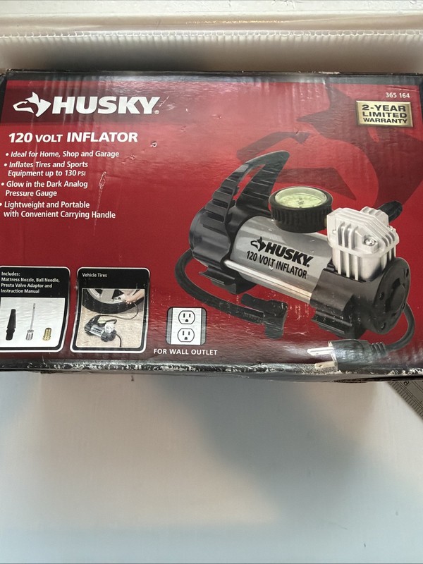 Husky HY120 Electric Air Tire Pump 120V Inflator Vehicle Compressor