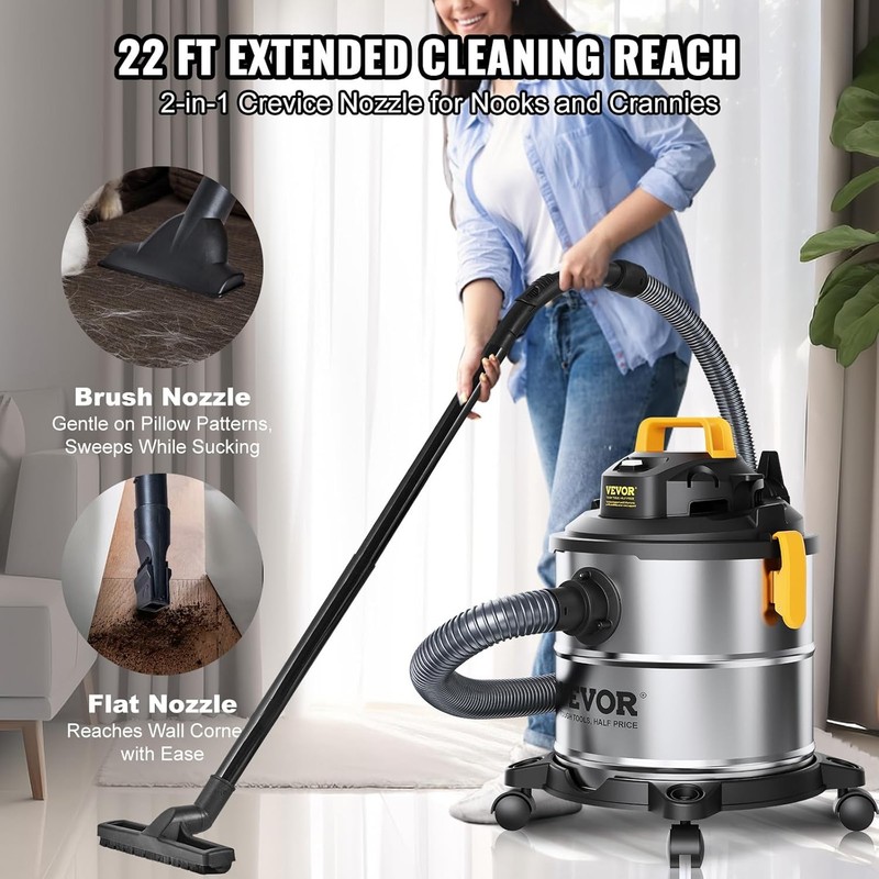 Stainless Steel Shop Vac Wet and Dry Vacuum Cleaner 5.5 Gallon 6 Peak HP gallery