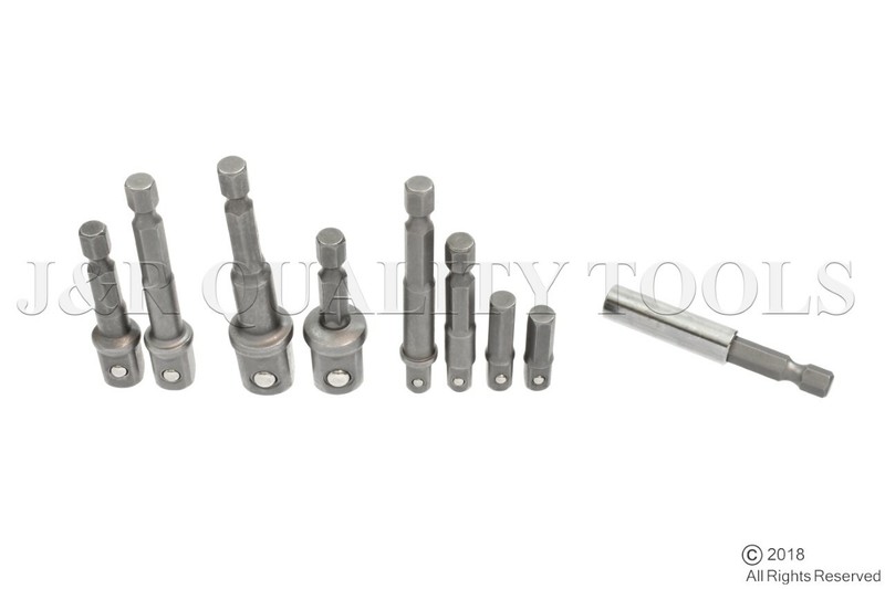 9 pc 6″ & 3″ Impact Grade Socket Adapter Set 1/4″ 3/8″ 1/2″ Drive 1/4″ Hex Shank