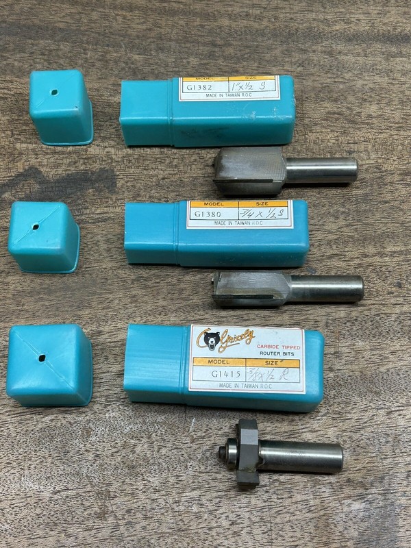 Grizzly Router Bits Carbide Tipped Lot of 3 ~ Gently Used~G1415,G1380 & G1382