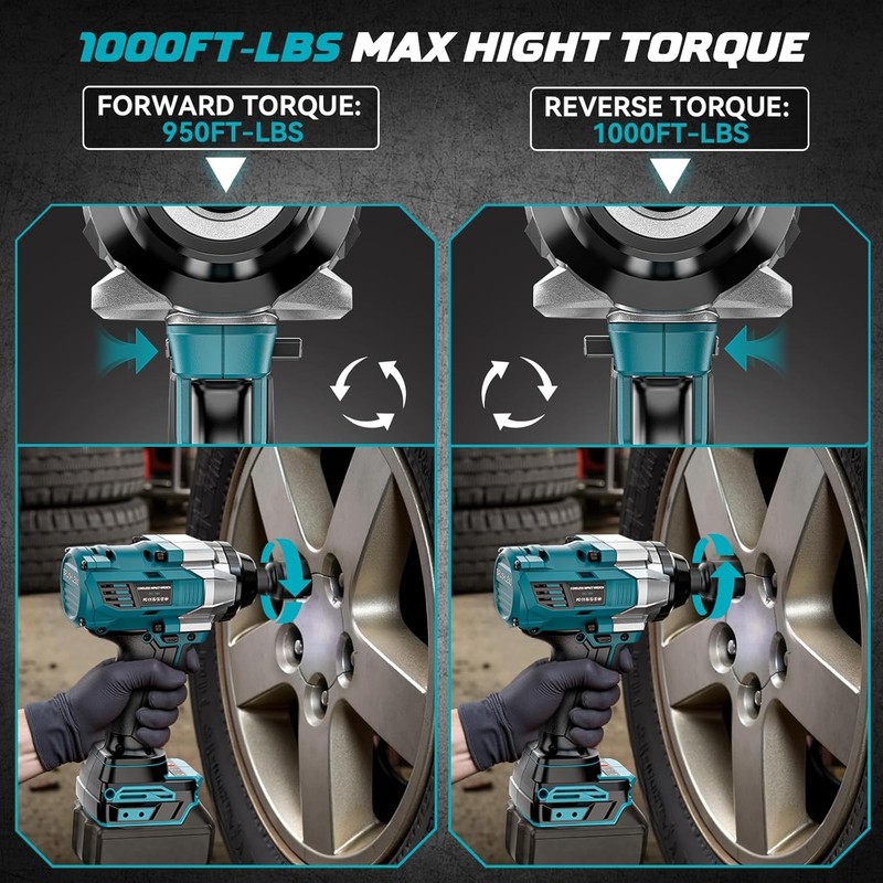 Cordless Impact Wrench 1/2 Inch for Makita 18V Battery, 1000Ft-Lbs Brushless Ele gallery