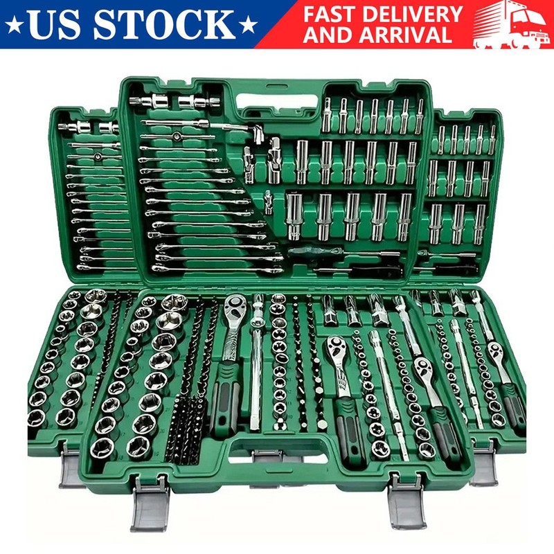 216Pcs Mechanics Tool Set 1/4″ 3/8″ 1/2″ Socket Wrench Set Repair Tool Kit &Case