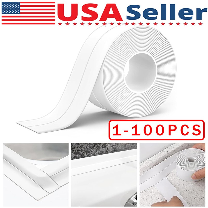 10.5FT PVC Self Adhesive Caulk Sealing Strip Tape For Kitchen Wall Sink Toilet